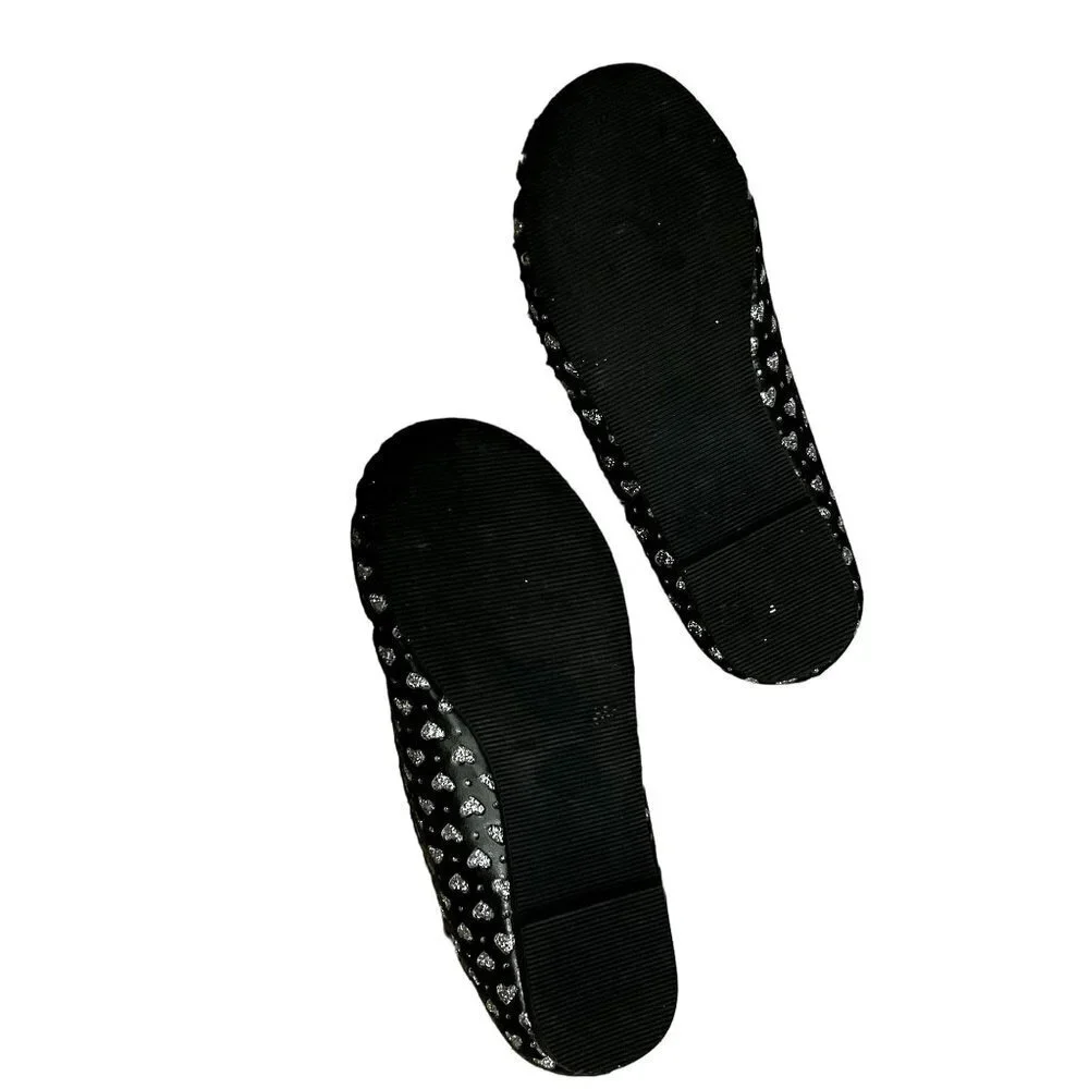 Soda Kids Black Flats Silver Stars Youth 12